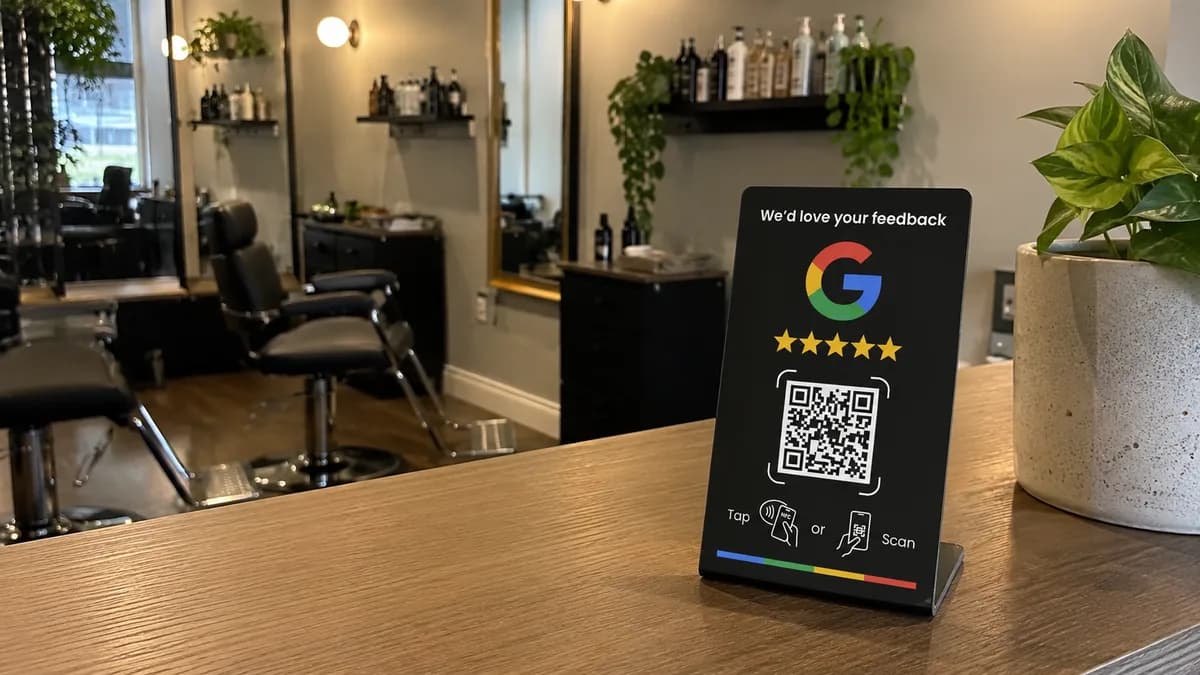 Google review bordje voor kapsalons en barbershops