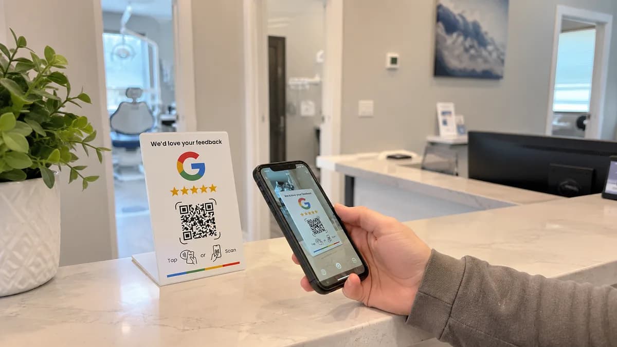 Google review bordje voor tandarts- en mondzorgpraktijken