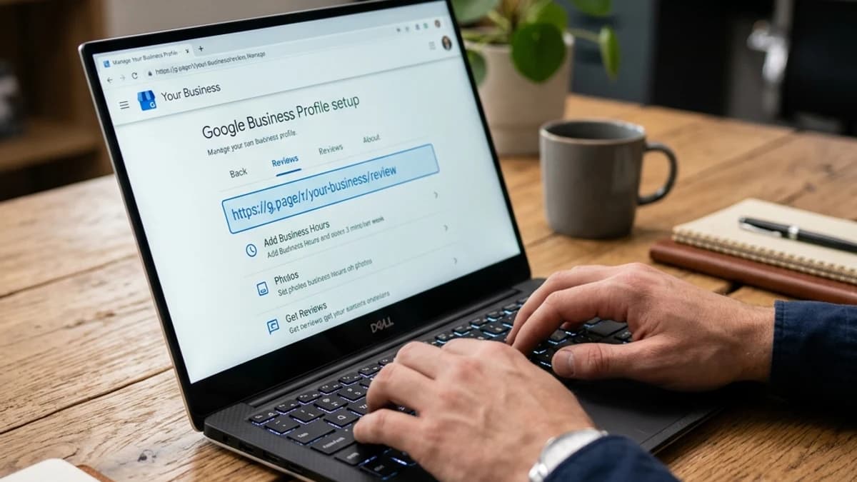 Zwart Google review bordje met QR-code die naar de reviewlink verwijst