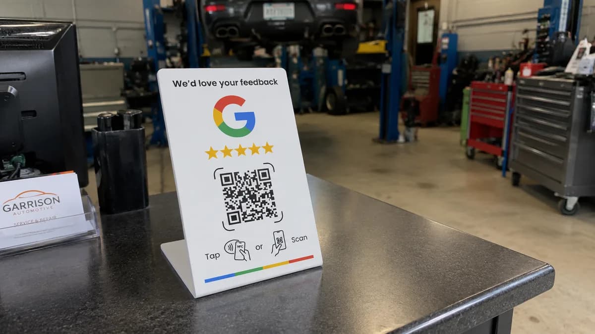 Google review bordje voor garages en autobedrijven