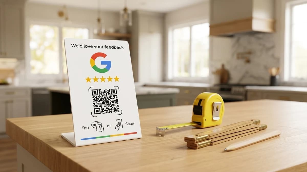 Google review bordje voor klusbedrijven, aannemers en zzp'ers