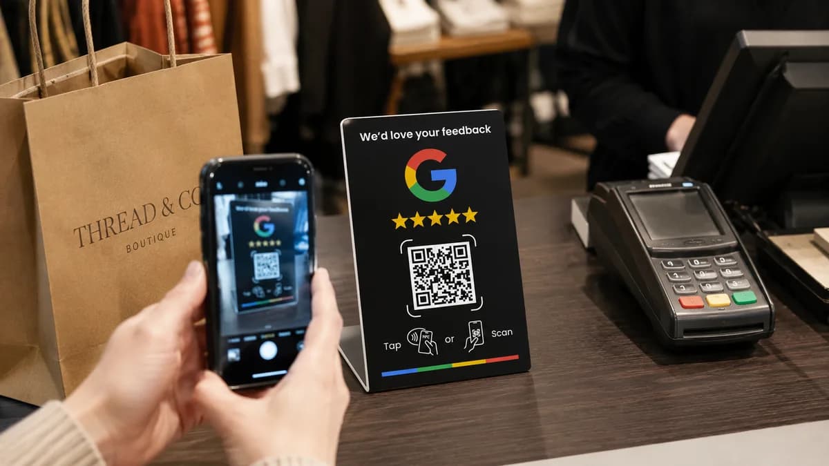 Google review bordje voor winkels en retail